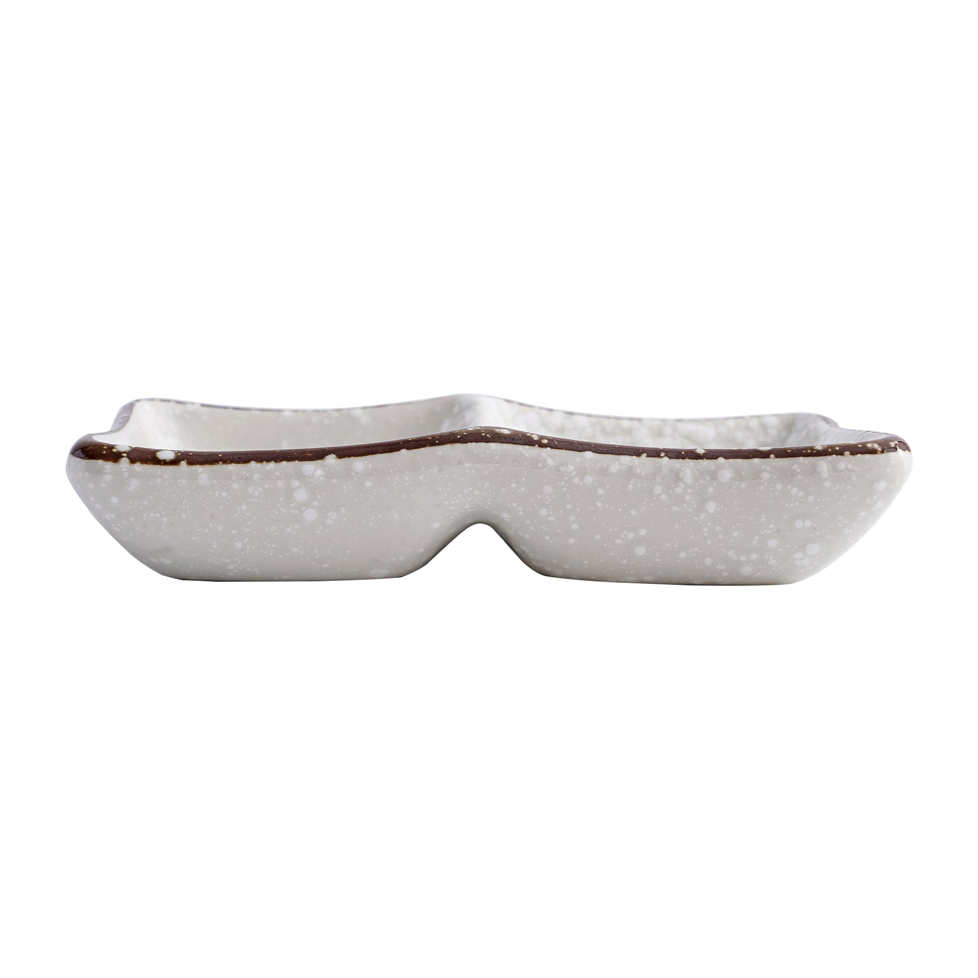 51190 - Pink Sakura 5.25" Rectanglar Porcelain Soy Sauce Dish, 2 Compartment, 48/Case