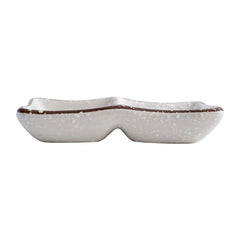 51190 - Pink Sakura 5.25" Rectanglar Porcelain Soy Sauce Dish, 2 Compartment, 48/Case