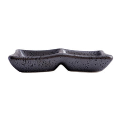 51214 - Dark Brown 5.25" Rectanglar Porcelain Soy Sauce Dish, 2 Compartment, 48/Case
