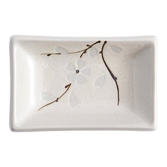 51245 - White Sakura 4" Rectanglar Porcelain Soy Sauce Dish, 72/Case