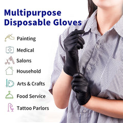 51009-Disposable Nitrile Gloves (Black, Medium)-1000pcs/Case