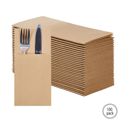 51136 - Linen Feel Napkins, 1/8 Prefolded, Wood Color Disposable Airlaid Paper Napkins, 10Pack/Case