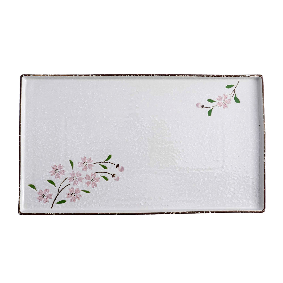 51181 - Pink Sakura 14" Rimmed Rectanglar Porcelain Serving Platter, 8/Case
