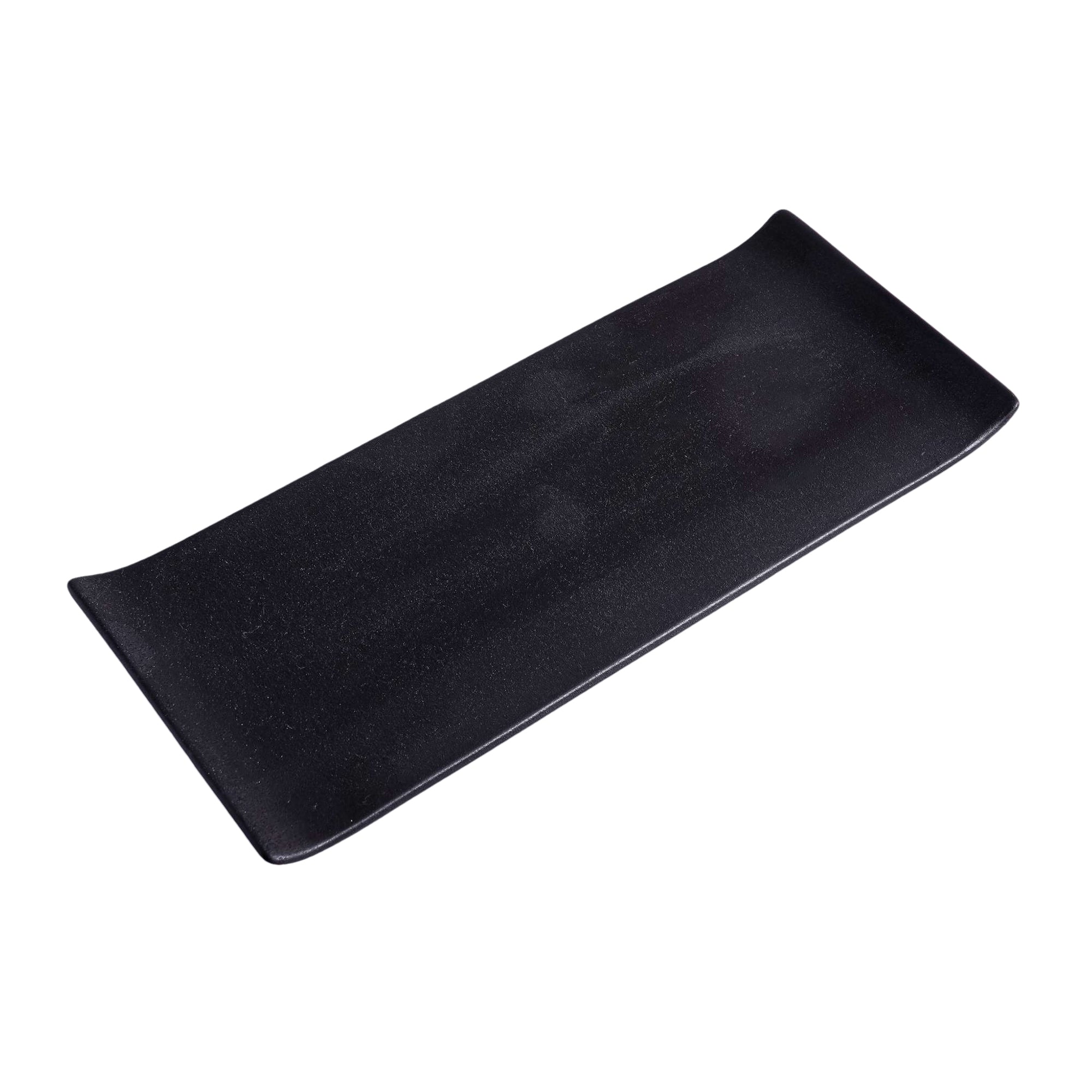 51229- Matte Black 12" Rectanglar Porcelain Flat Plate, Sushi Plate, 16/Case
