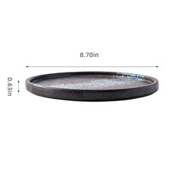 51057-8.7Inches Round Ceramic Flat Dinner Plate, High Edge Dish Set-18/Case