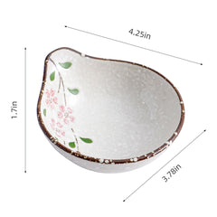 51187 - Pink Sakura 4.25" Porcelain Dip Bowl, Soy Sauce Dish with Handle, 72/Case