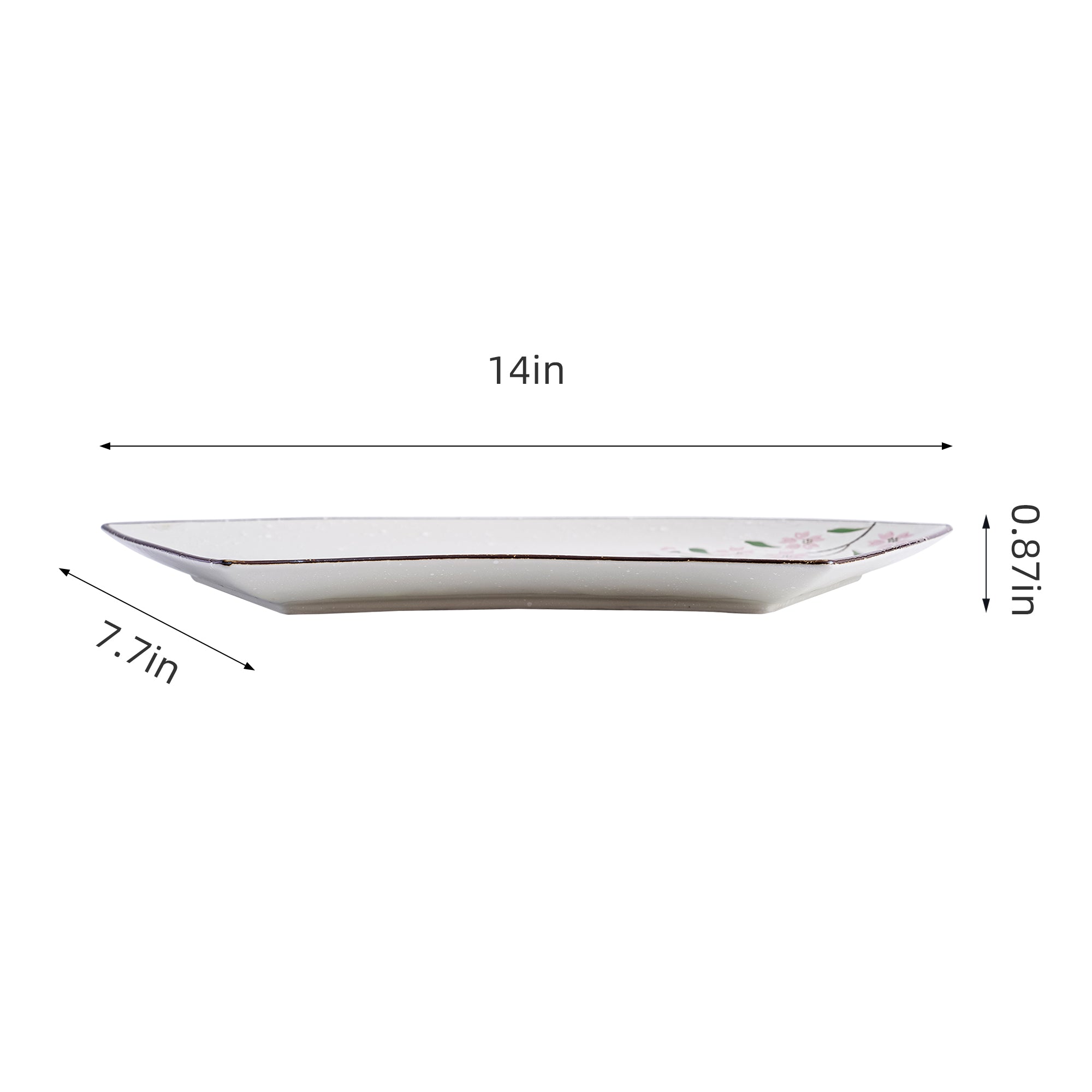 51186 - Pink Sakura 14" Sector Shape Porcelain Plate, Sushi Sashimi Plate, 12/Case