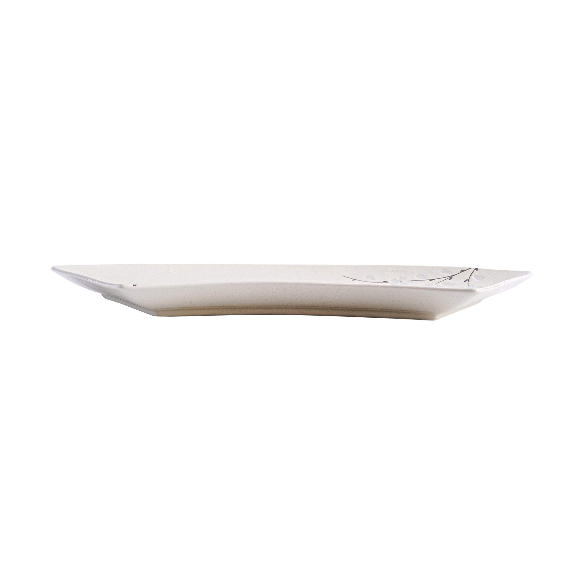 51243 - White Sakura 12" Sector Shape Porcelain Plate, Sushi Sashimi Plate, 16/Case