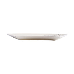 51243 - White Sakura 12" Sector Shape Porcelain Plate, Sushi Sashimi Plate, 16/Case