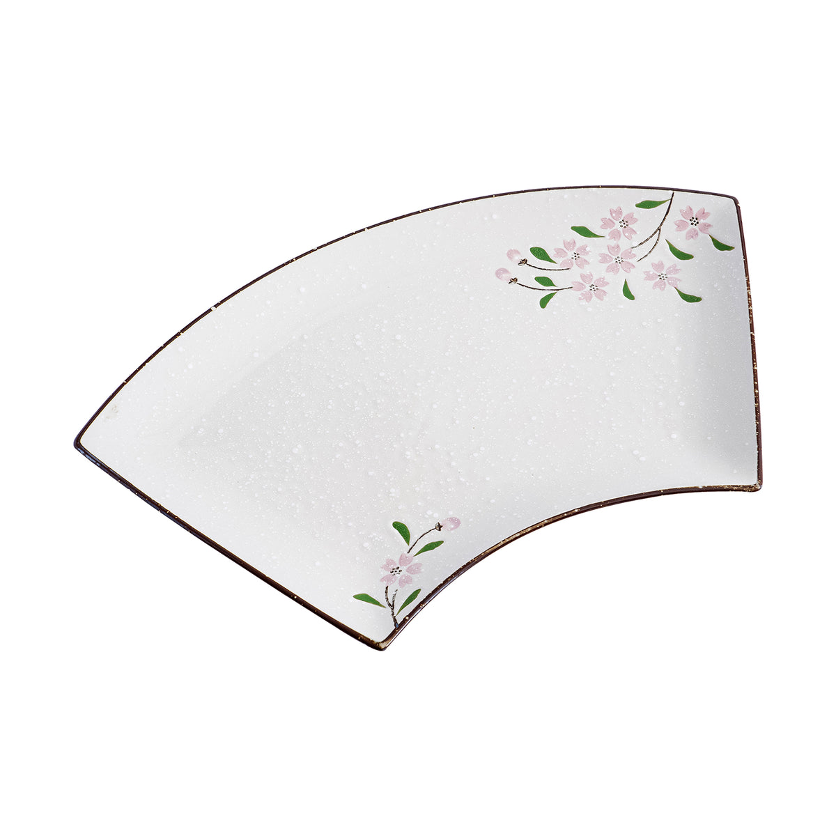 51185 - Pink Sakura 12" Sector Shape Porcelain Plate, Sushi Sashimi Plate, 16/Case