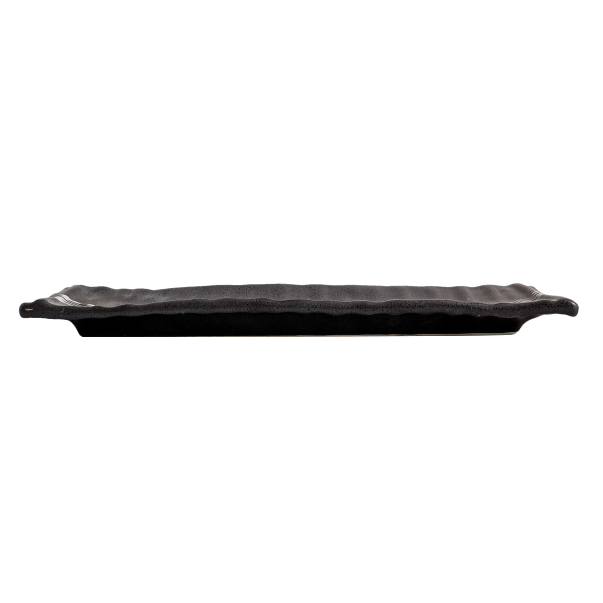 51053-Matte Black Ceramic Food Serving Platters (13 1/2 x 4 Inch Rectangle Plates)with Creative Elegant Design,16/Case