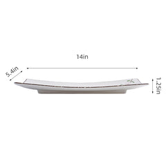 51179- Pink Sakura 14" Rectanglar Porcelain Flat Plate, Sushi Plate, 12/Case