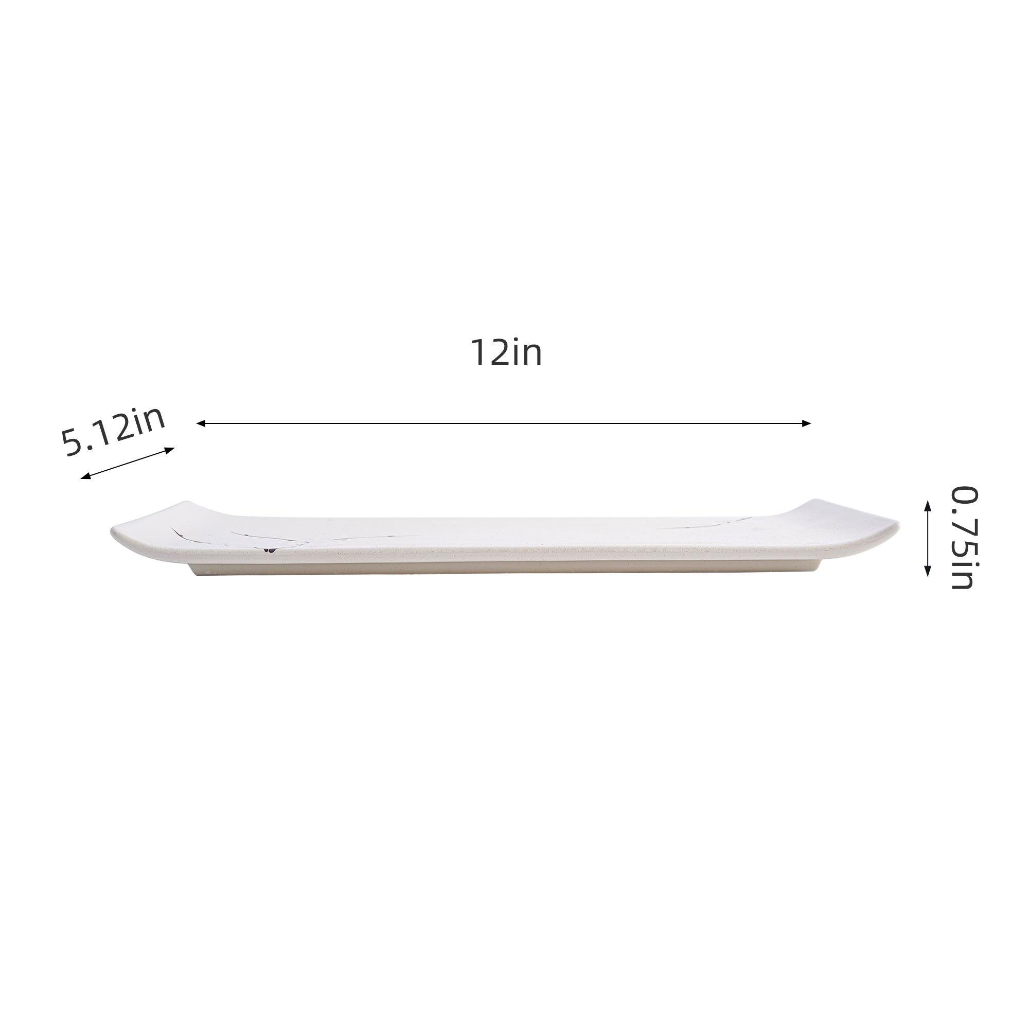51241- White Sakura 12" Rectanglar Porcelain Flat Plate, Sushi Plate, 16/Case