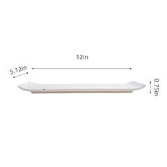 51241- White Sakura 12" Rectanglar Porcelain Flat Plate, Sushi Plate, 16/Case