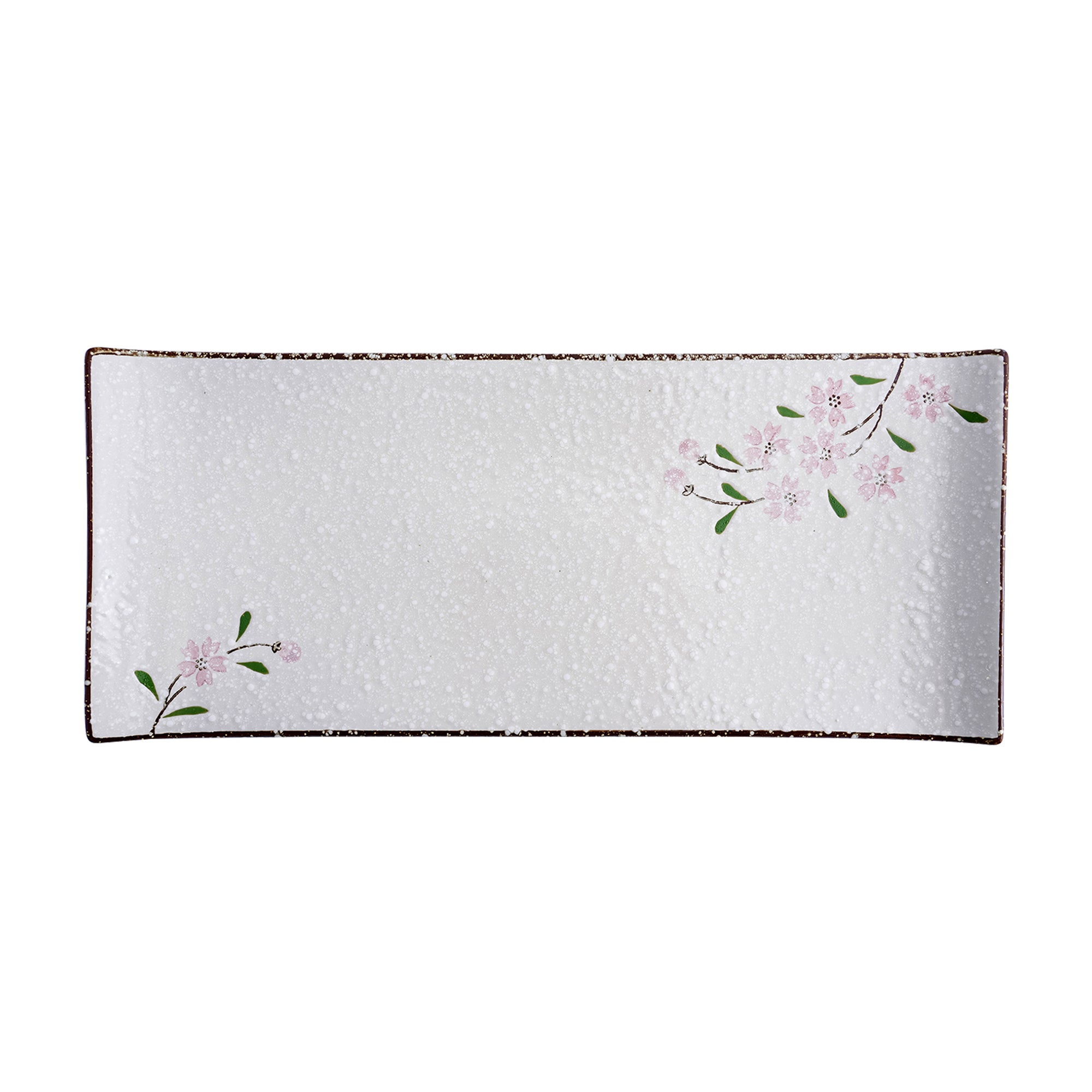 51183- Pink Sakura 12" Rectanglar Porcelain Flat Plate, Sushi Plate, 16/Case