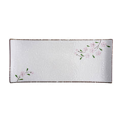 51183- Pink Sakura 12" Rectanglar Porcelain Flat Plate, Sushi Plate, 16/Case
