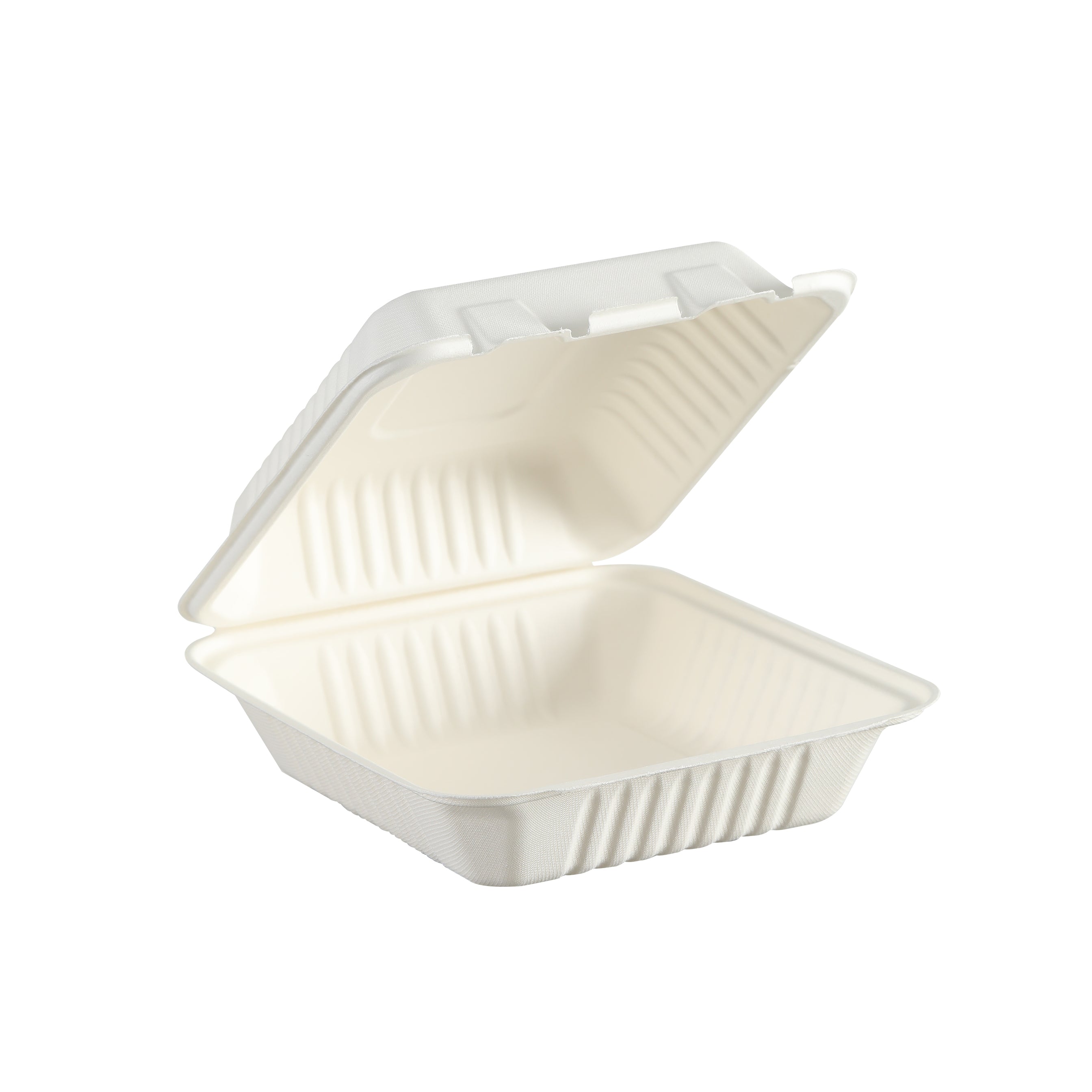 51439-200 Pack Natural Bagasse Fiber Disposable Food Storage Container 100% Compostable Clamshell To-Go Containers Eco-Friendly Take-Out Containers Made of Sugarcane (1 Compartment)