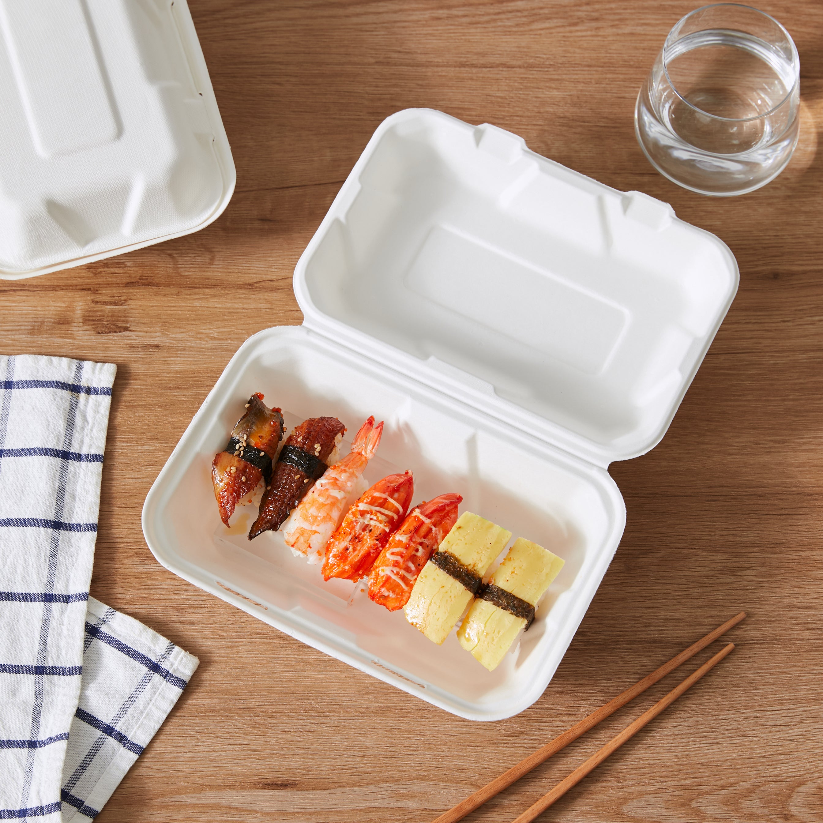51438-200 Pack Natural Bagasse Fiber Disposable Food Storage Container 100% Compostable Clamshell To-Go Containers Eco-Friendly Take-Out Containers Made of Sugarcane (1 Compartment)