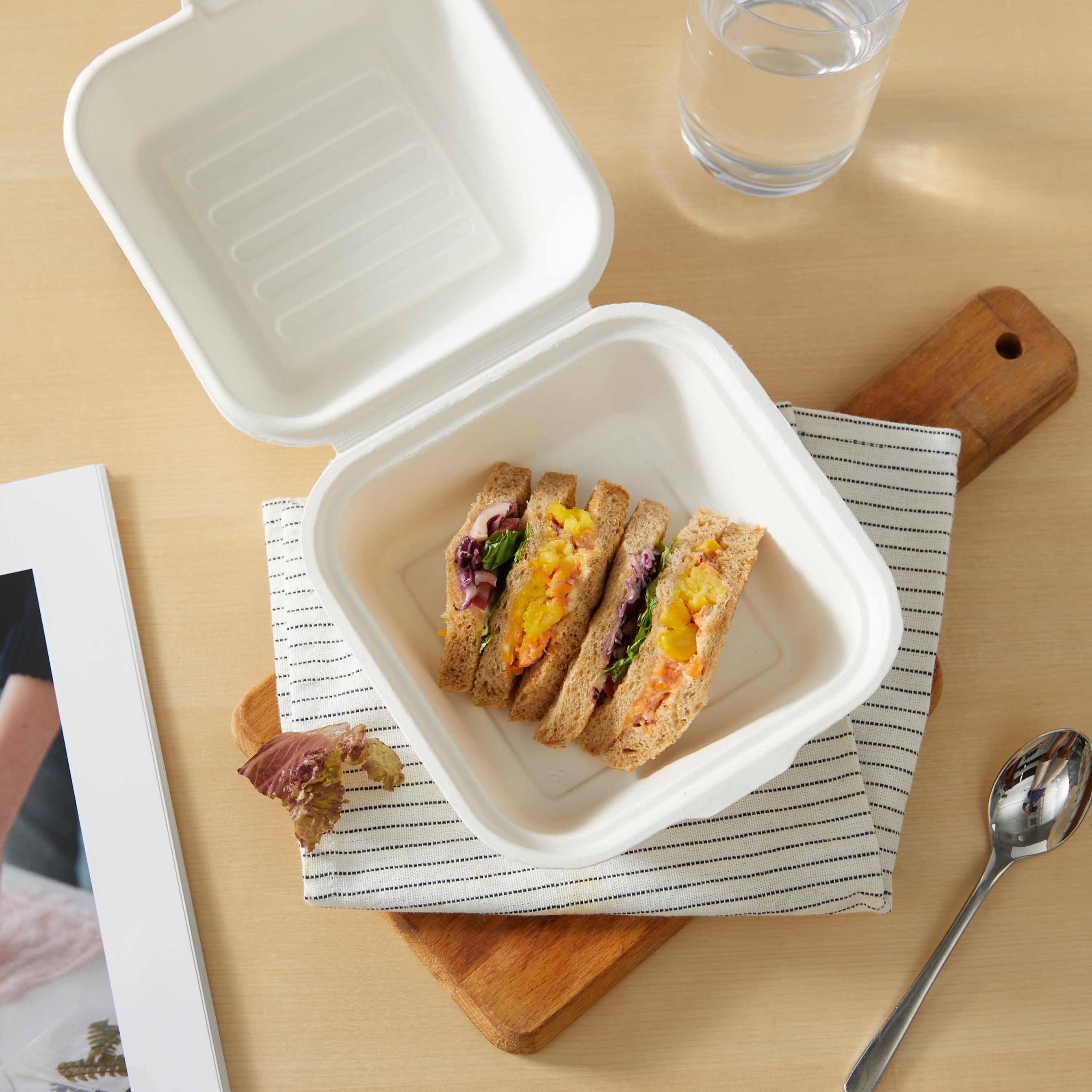 51437-500 Pack Natural Bagasse Fiber Disposable Food Storage Container