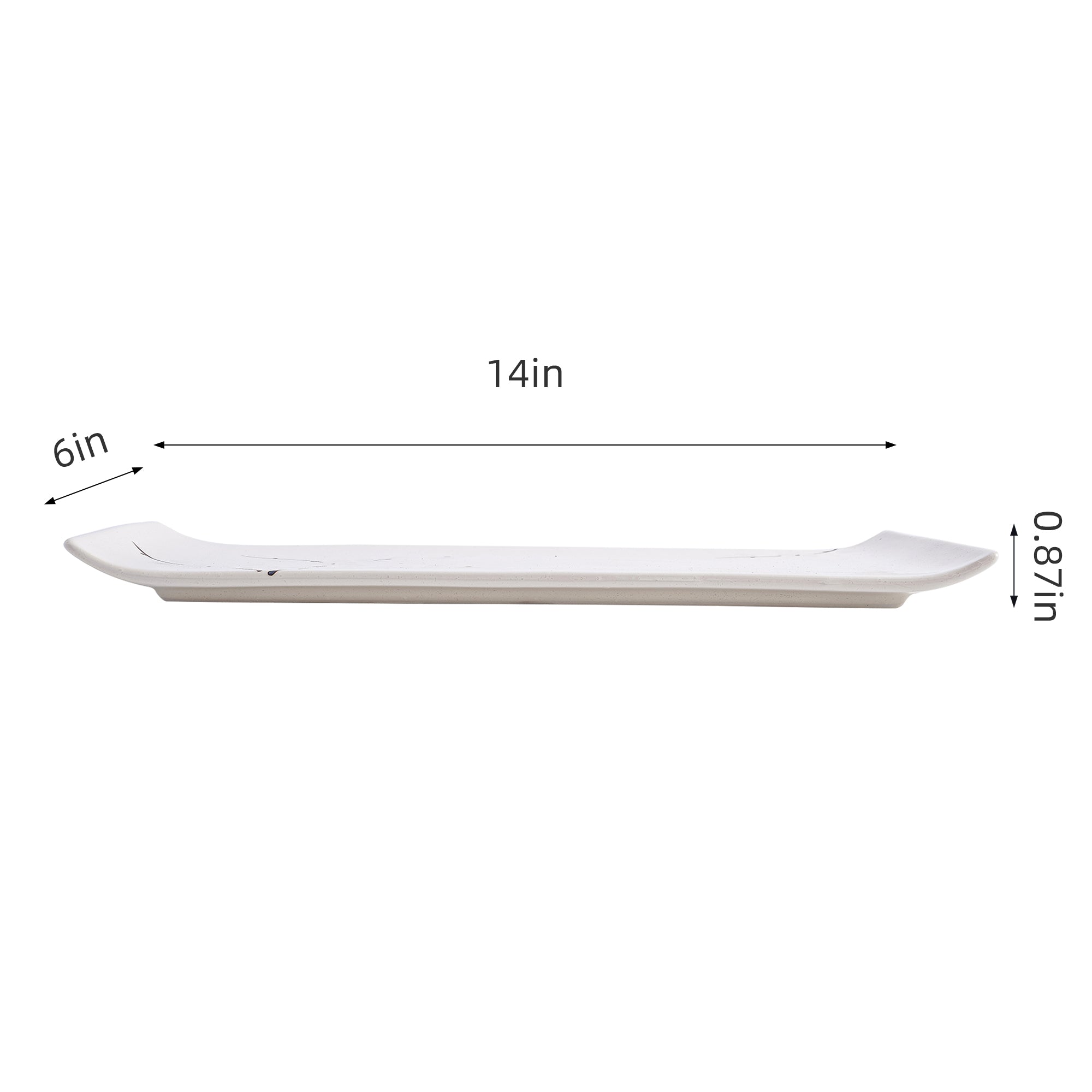 51242- White Sakura 14" Rectanglar Porcelain Flat Plate, Sushi Plate, 12/Case