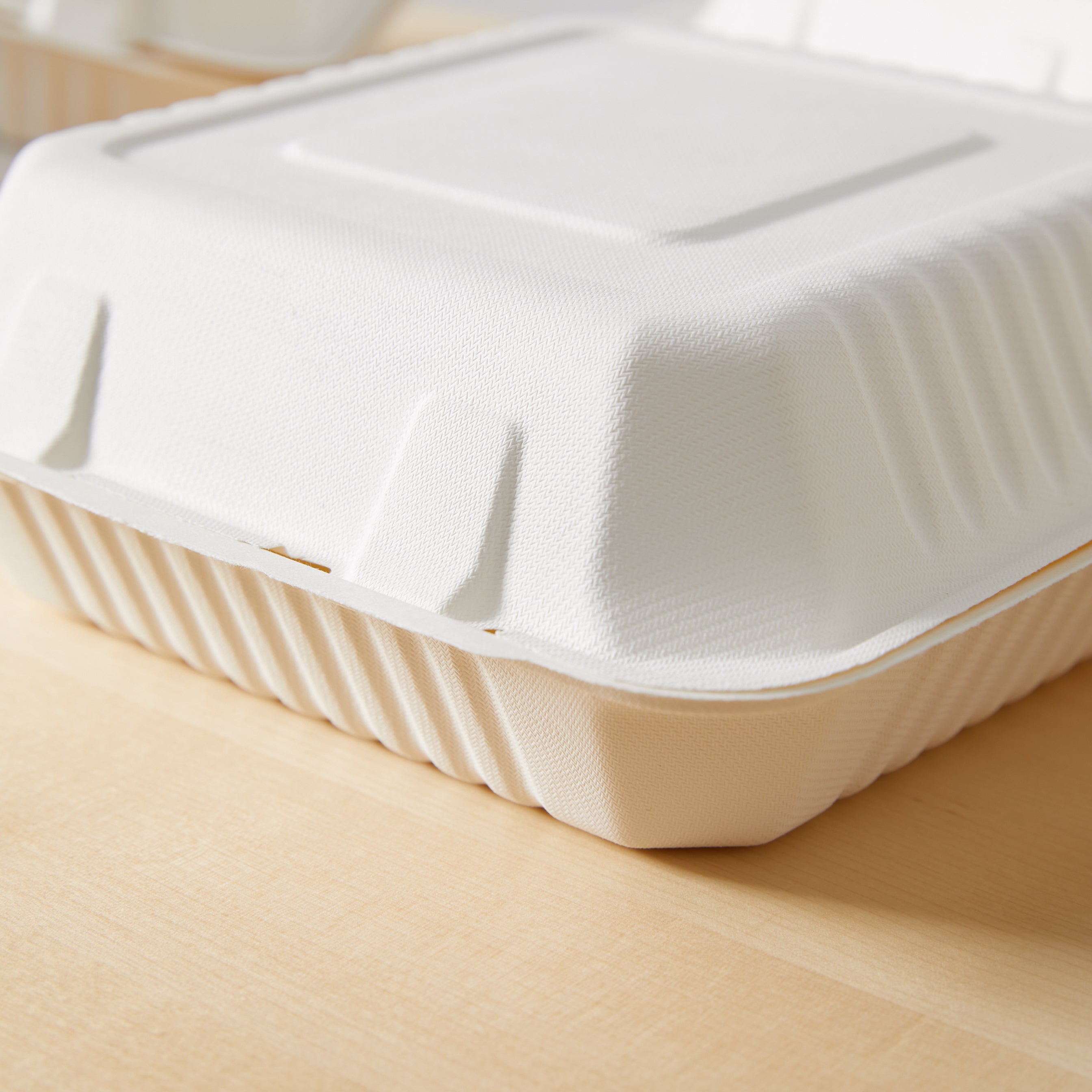 51440-200 Pack Natural Bagasse Fiber Disposable Food Storage Container 100% Compostable Clamshell To-Go Containers Eco-Friendly Take-Out Containers Made of Sugarcane (1 Compartment）