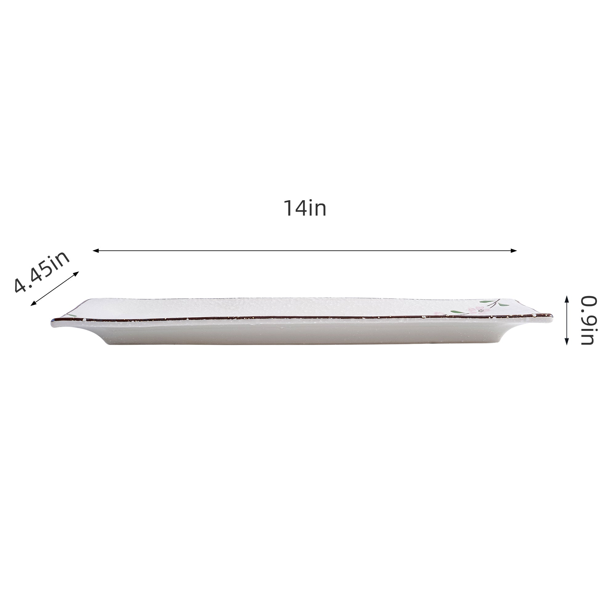 51175 - Pink Sakura 14" Rectanglar Porcelain Flat Plate, Sushi Plate, 16/Case