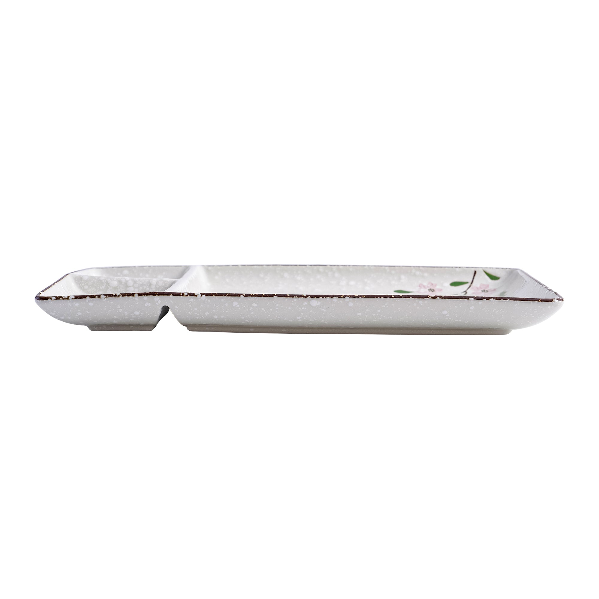 51188 - Pink Sakura 9.35" Porcelain Divided Plates with Sauce Compartments, 24/Case