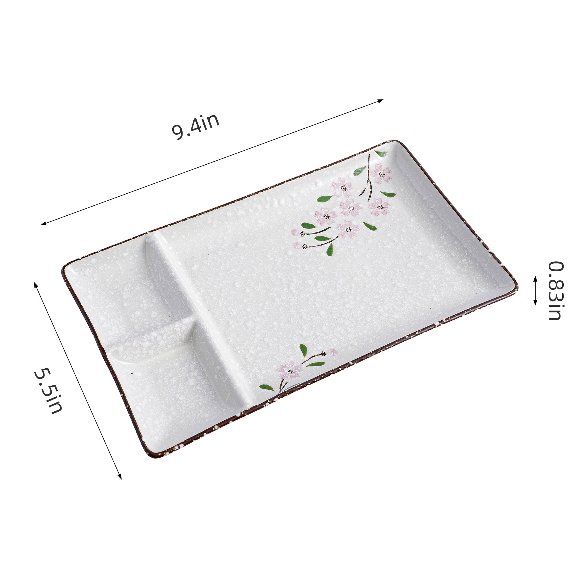 51188 - Pink Sakura 9.35" Porcelain Divided Plates with Sauce Compartments, 24/Case