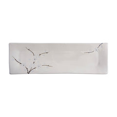 51239 - White Sakura 12" Rectanglar Porcelain Flat Plate, Sushi Plate, 16/Case