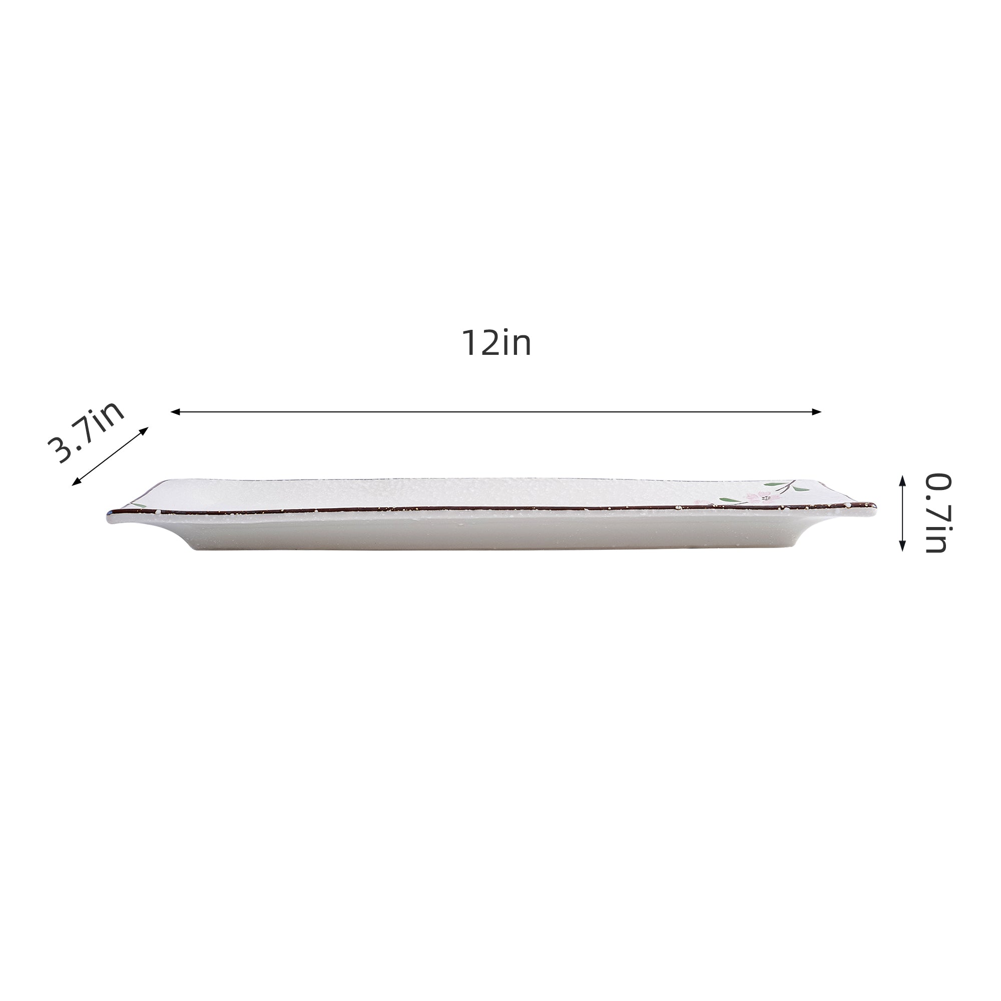 51174 - Pink Sakura 12" Rectanglar Porcelain Flat Plate, Sushi Plate, 16/Case