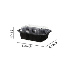 51425-Black Sushi Trays with Lids Plastic Sushi Containers Disposable Sushi Box(XS)