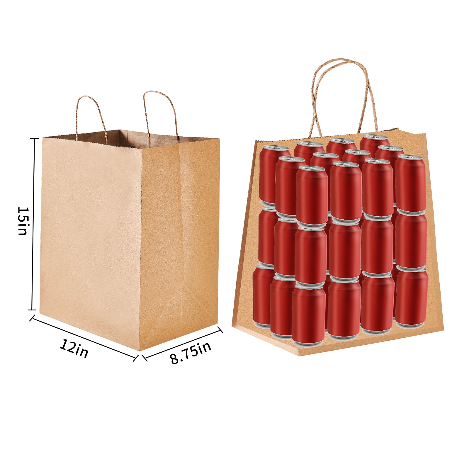 51364-Paper bag with Handle Bulk, Large, 200/Case