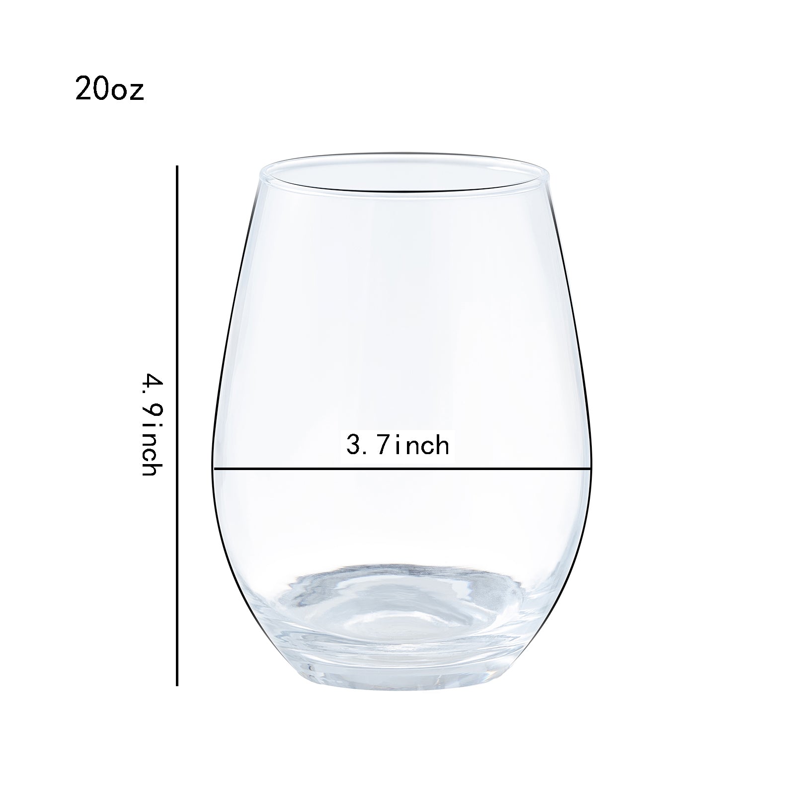 51165 - Stemless Wine Glass 20 OZ - 36/Case